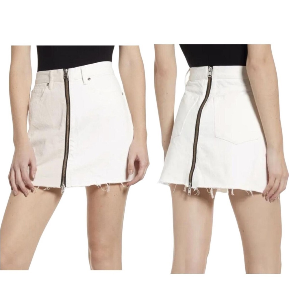 All Saints White Lomo Denim Zip Mini Skirt Sz 2